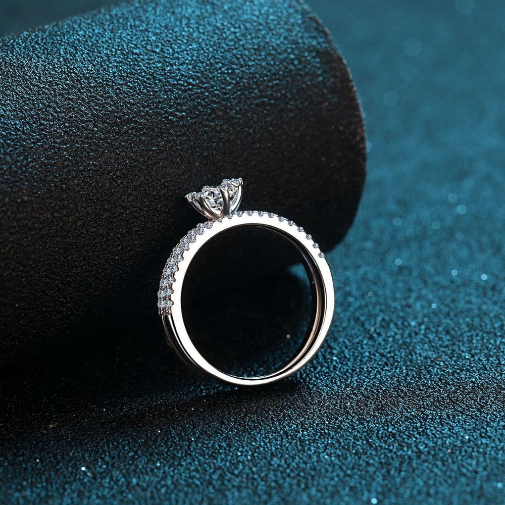 Certified 1ct. t.w. Diamond Moissanite Engagement Ring Set NEW - Picture 5 of 9